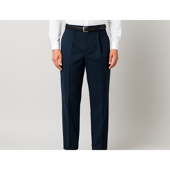 Geoffrey Beene Pants Men  33x30  Navy Cotton Wrinkle Free Relaxed Fit Cuffed NWT - Picture 1 of 10